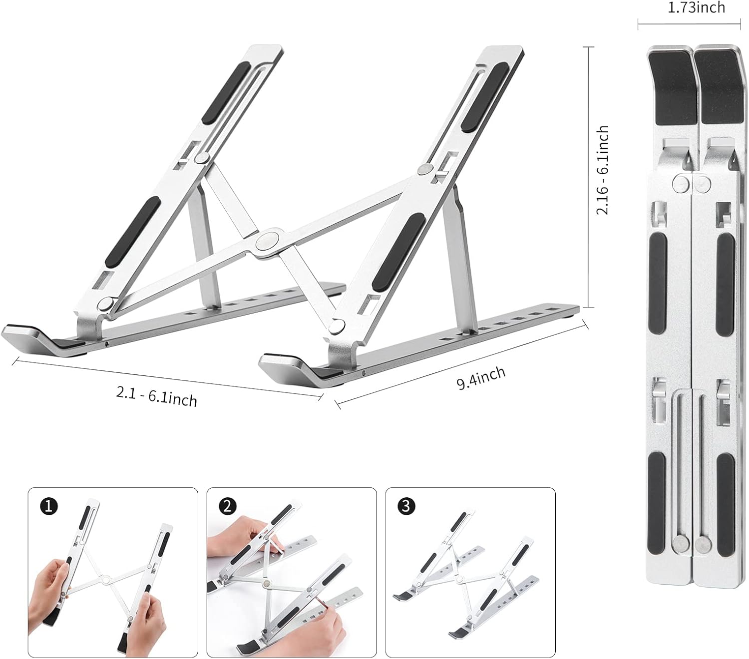 Laptop Stand for Desk,Adjustable Height Foldable Portable Dj Laptop Stand,Computer Stand,Ergonomic Aluminum Laptop Stands,Compatible 10-15″ MacBook