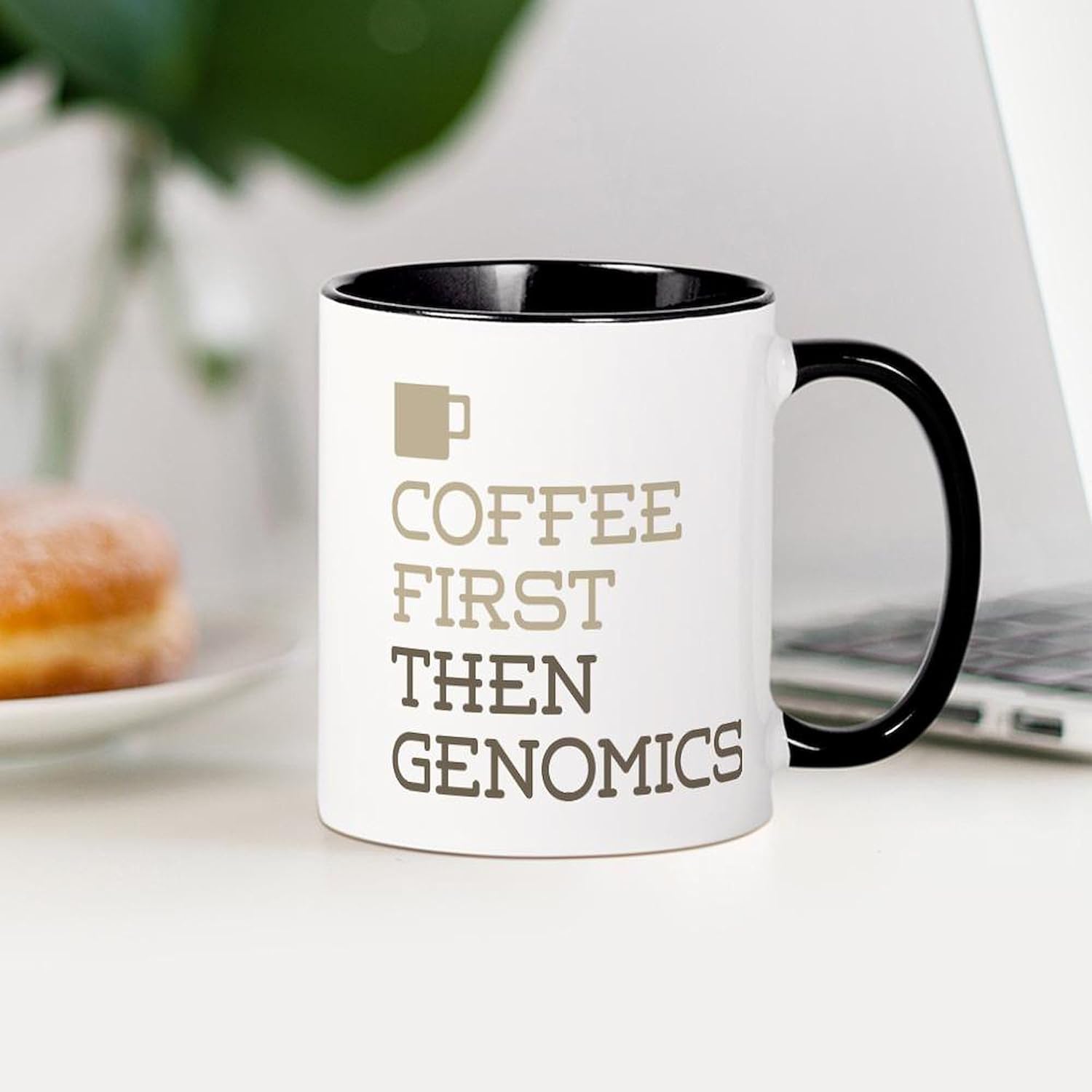 CafePress Coffee Then Genomics – Taza de café de cerámica (11.0 fl oz)