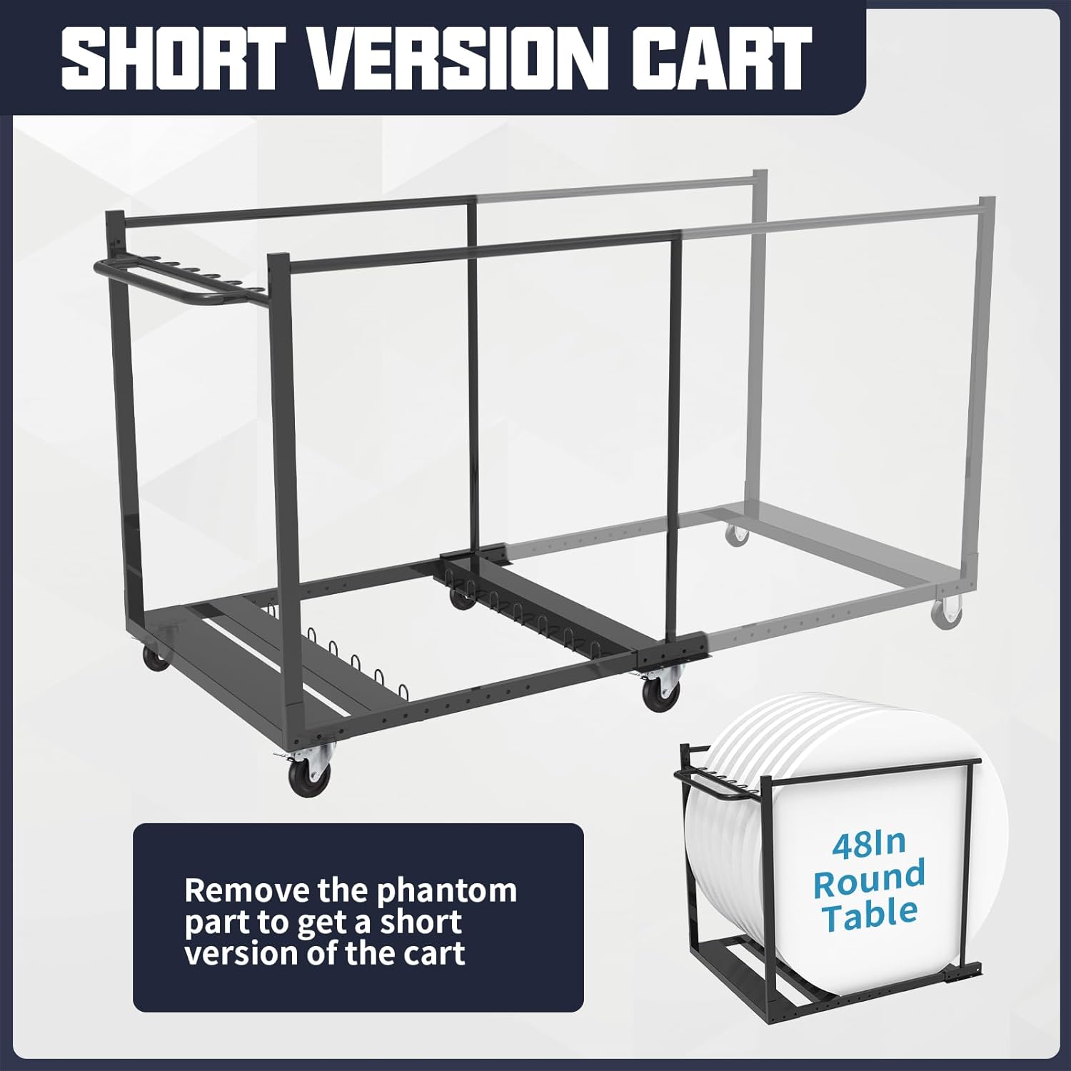 Carrito de mesa plegable, carrito de mesa plegable de 79 pulgadas de largo x 33 pulgadas de ancho x 39 pulgadas de alto con 6 ruedas para diferentes