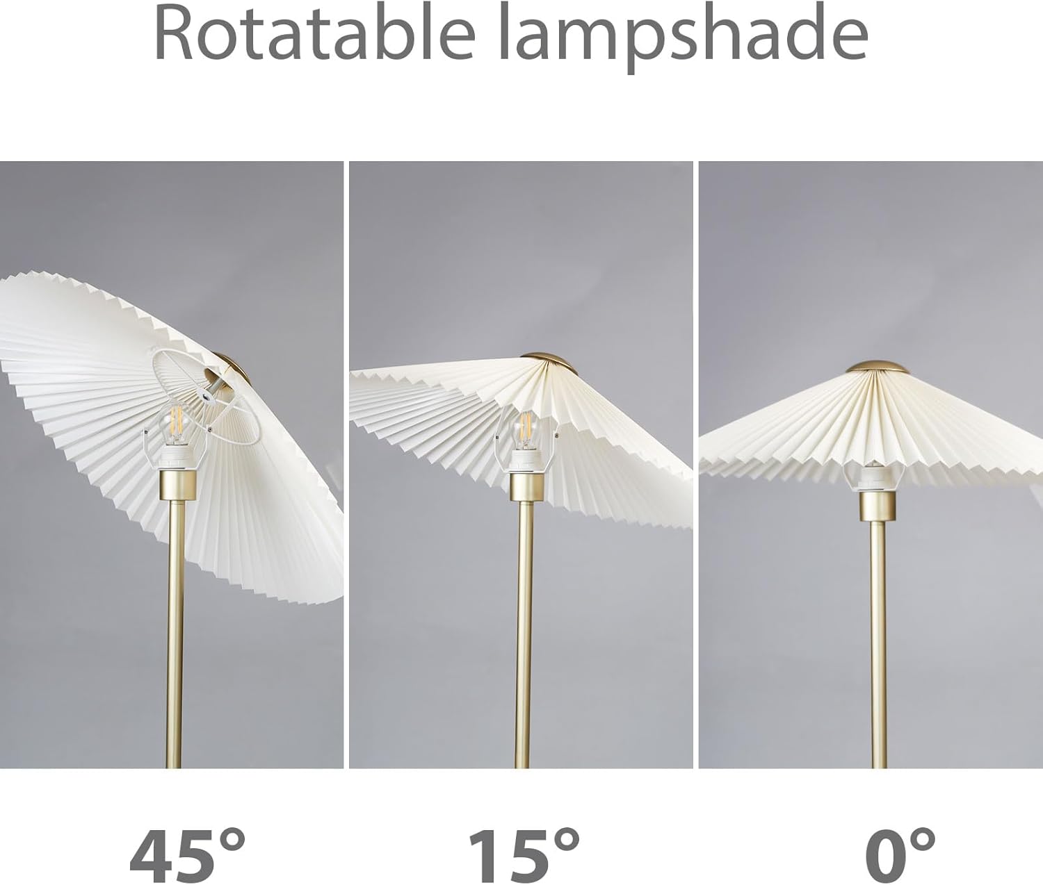 KUNJOULAM Lámpara de pie plisada, lámparas de pie de poste dorado, lámpara alta de diseño simple con pantalla beige, lámpara de pie para sala de