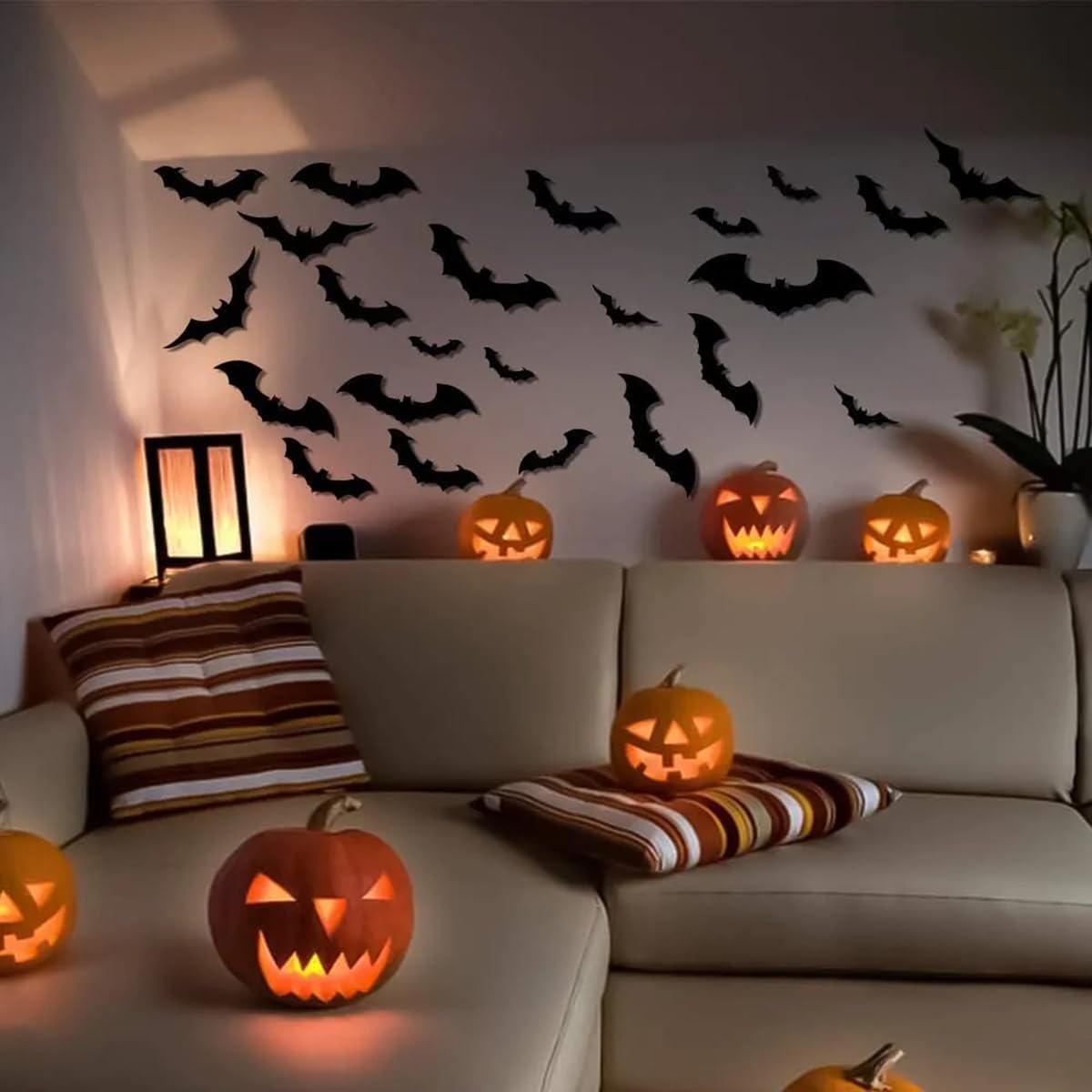 Decoración de pared de murciélago de Halloween, calcomanías estereoscópicas 3D, decoraciones de Halloween, reutilizables, autoadhesivas, calcomanías