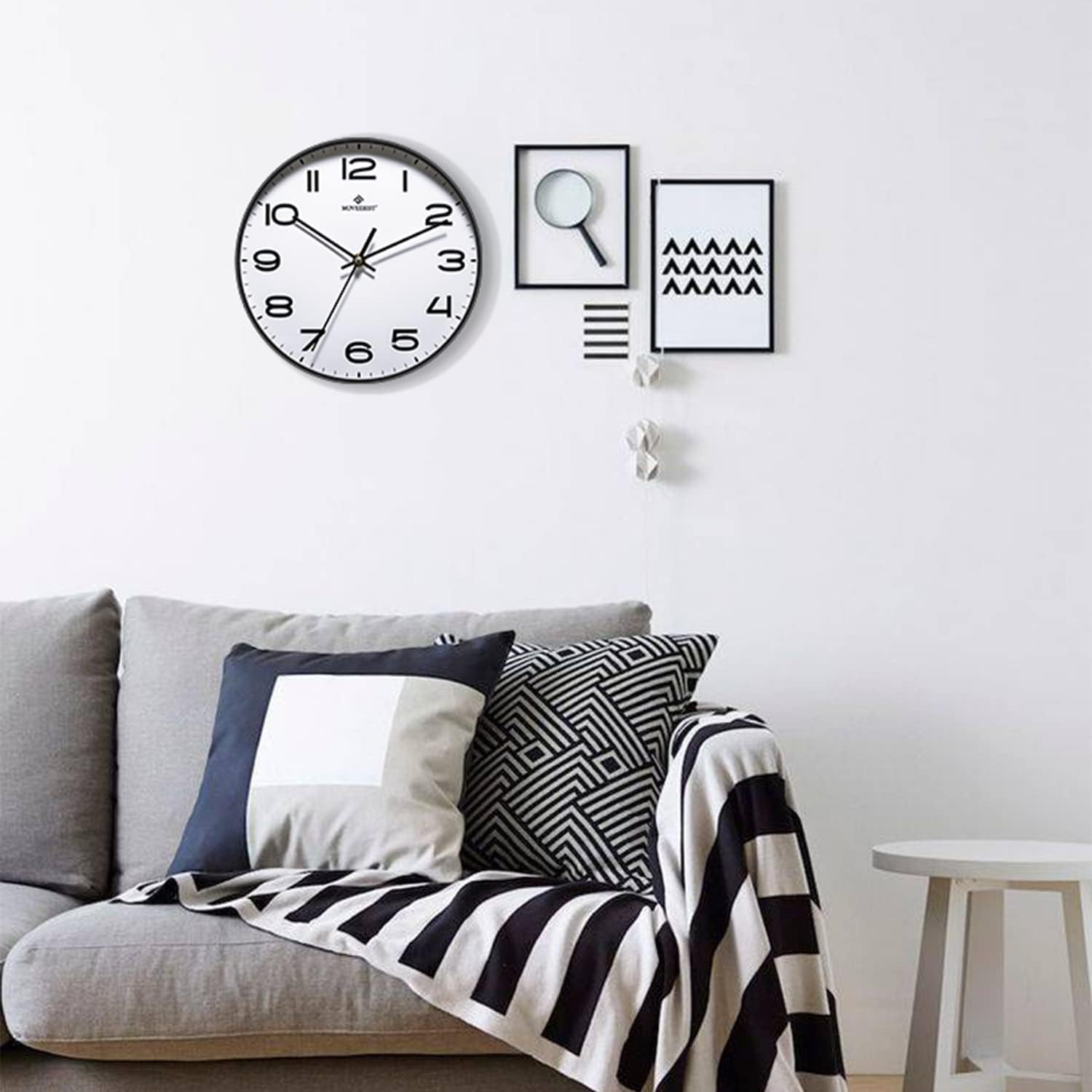 Reloj de pared blanco de 12 pulgadas, reloj de pared minimalista moderno, silencioso, sin tictac, funciona con pilas, fácil de leer, reloj de pared