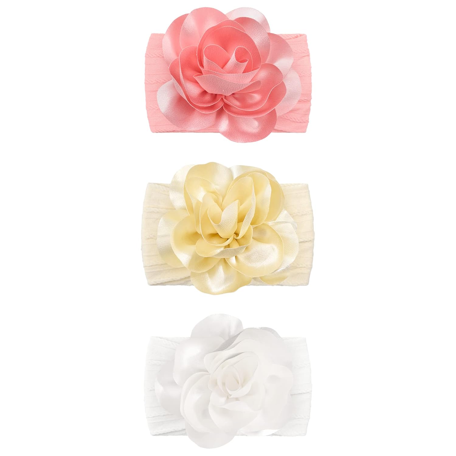 Ayesha Diademas de flores para bebés y niñas, diademas de nailon suaves y elásticas de gasa floral, accesorios para el cabello para recién nacidos,