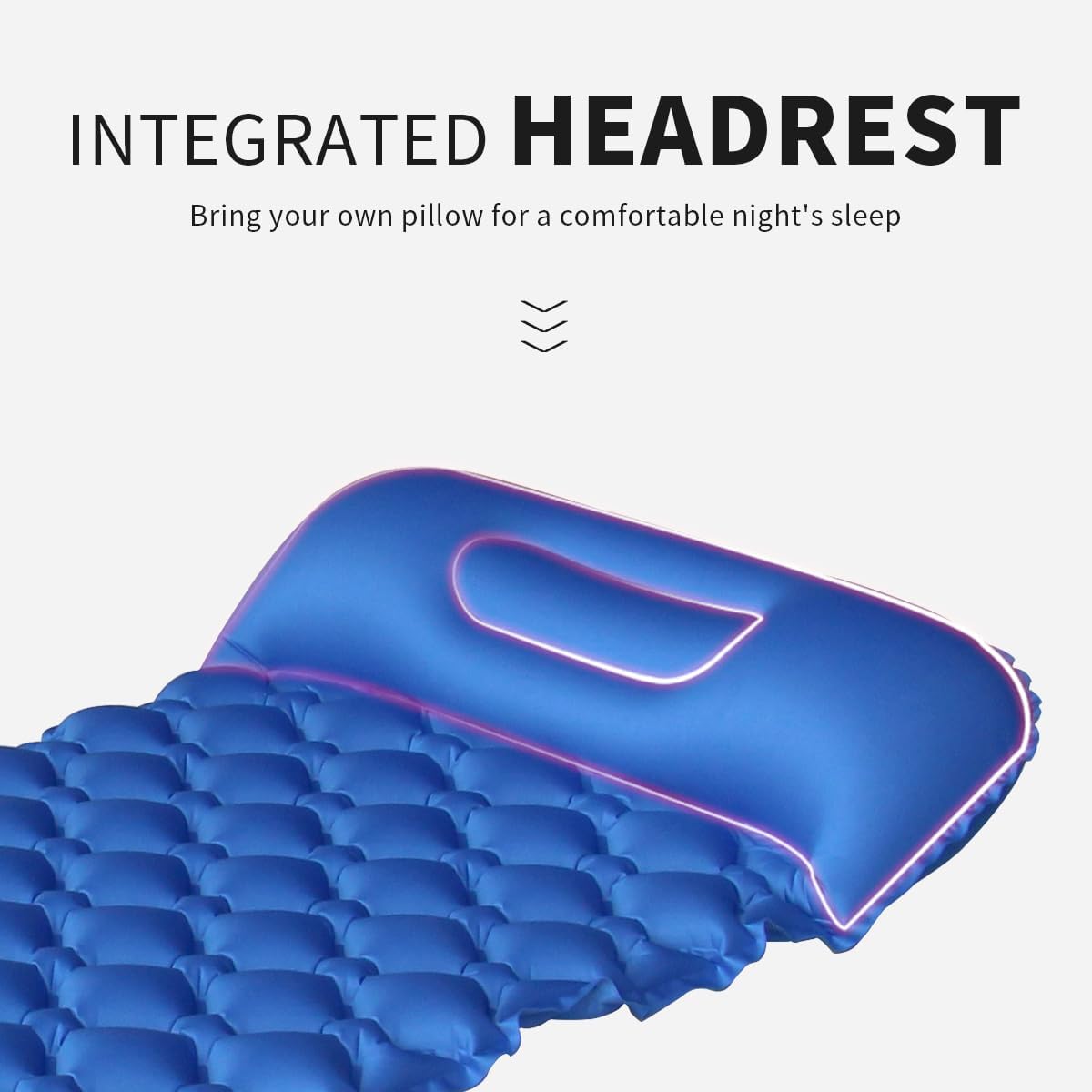 Baiao Colchoneta de dormir inflable para camping, colchoneta de dormir con almohada de 77 x 24 pulgadas, alfombrilla de dormir ultraligera con bomba