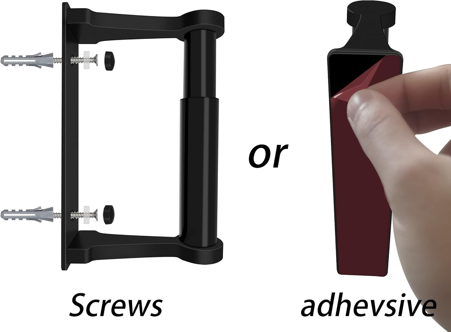 D&Joy Portarrollos de papel higiénico para baño, soporte de papel higiénico negro mate con rodillo con resorte, soporte autoadhesivo de aluminio