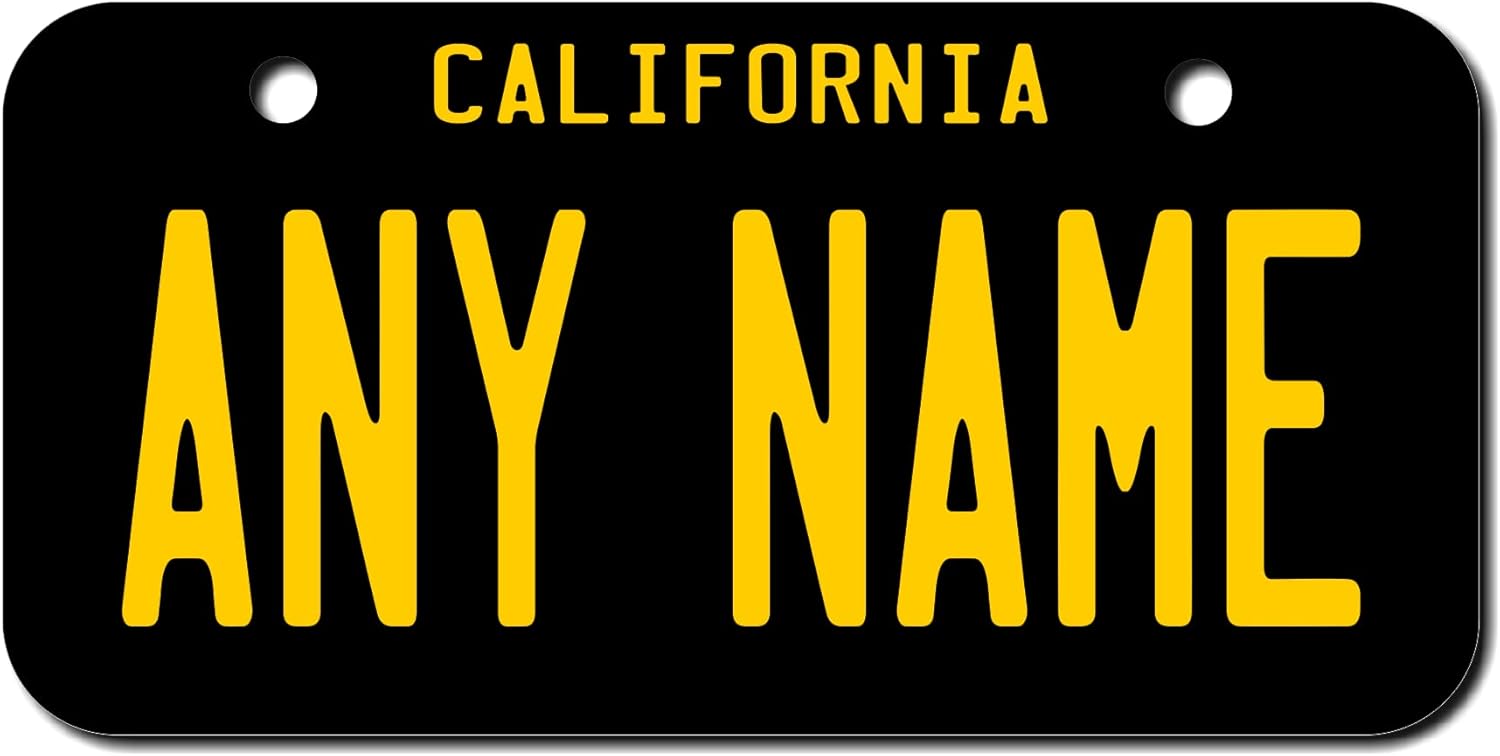 Mini placa de matrícula personalizada de California, tamaño 3 x 6 pulgadas, de aluminio (pulgadas), añade tu nombre, texto o números. Gran tamaño