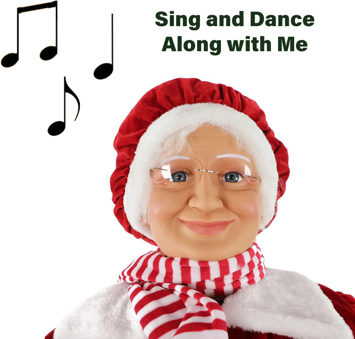 Fraser Hill Farm Decoración de Sra. Claus bailarina de 58 pulgadas con oso de peluche, decoración animada para interiores para el hogar,