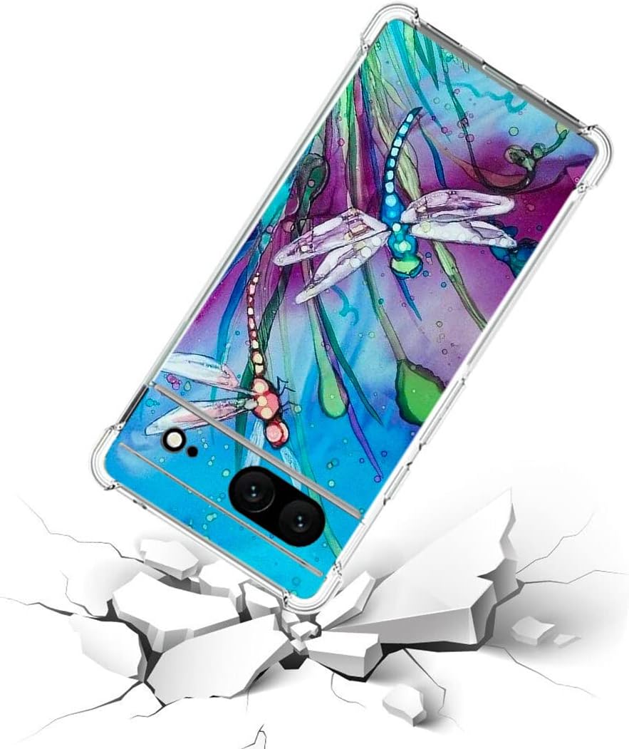 Funda para Pixel 7, bonita protección contra caídas de libélula a prueba de golpes, carcasa protectora de cuerpo completo resistente a los arañazos
