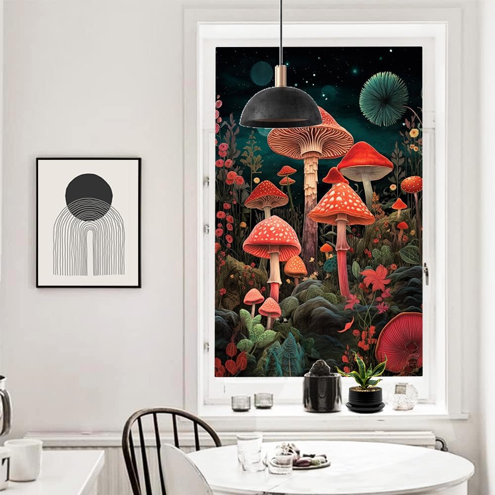 Película de ventana de cristal de hongos fantásticos absolutamente hermosa naturaleza agaric moderna película de privacidad para ventana de vidrio,