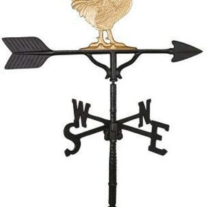 Montague Metal Products Veleta de 32 pulgadas con adorno de gallo dorado Montague Metal Products Veleta de 32 pulgadas con adorno de gallo dorado