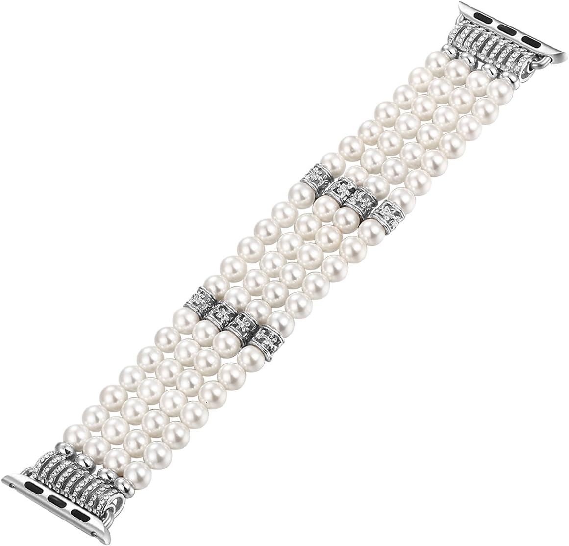 Fastgo correa para relojes Apple. Moderno brazalete con perlas sintéticas elastizado, hecho a mano. Correa de repuesto para iWatch para mujeres y