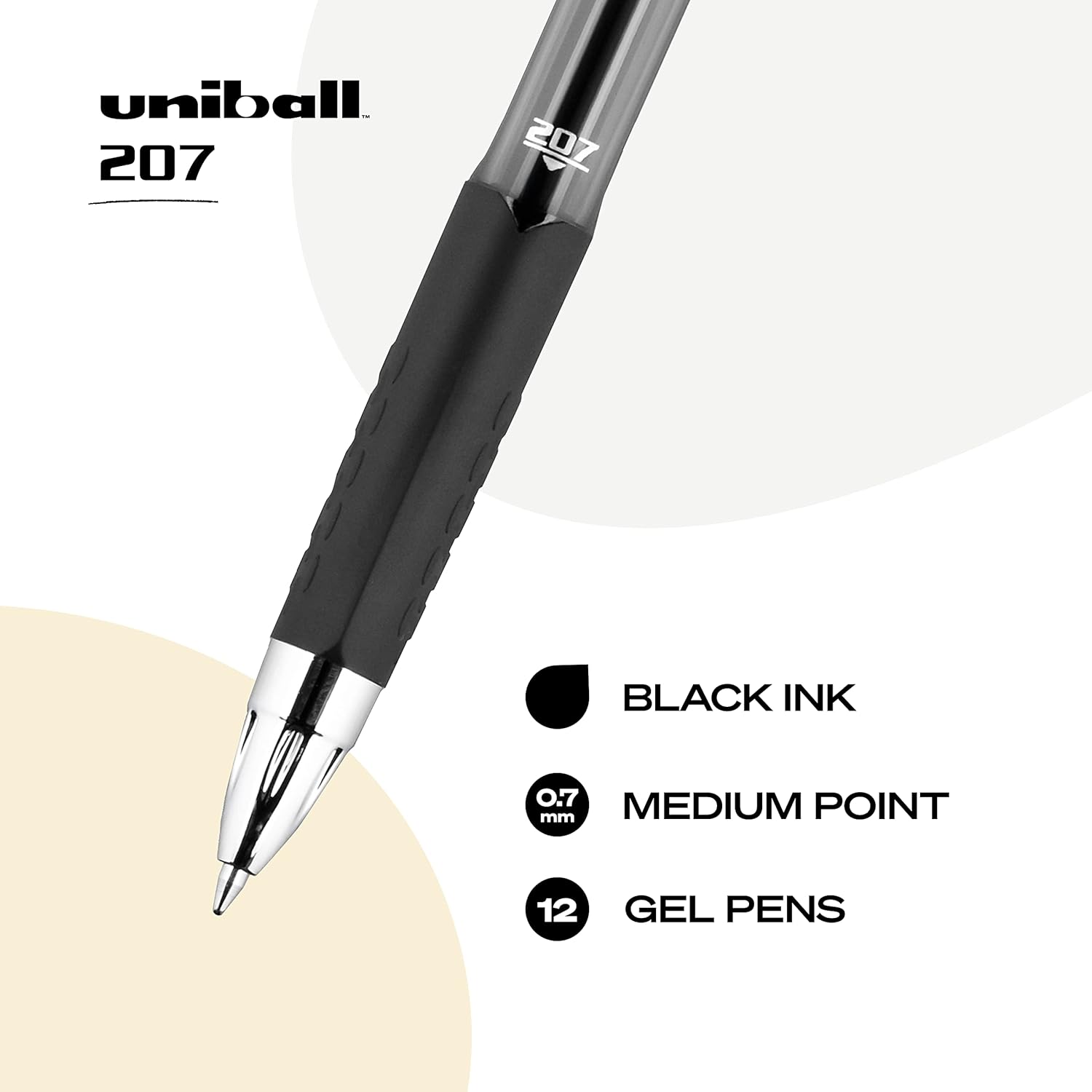 Uniball Jetstream RT – Paquete de 3 bolígrafos negros finos de 0.028 in y bolígrafo de gel Uniball Signo 207, paquete de 12 bolígrafos negros