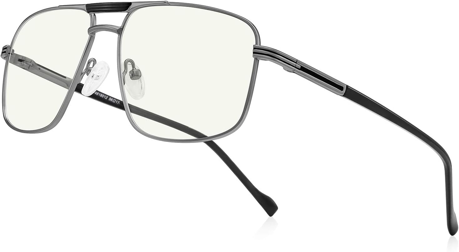 Lentes de lectura para hombre, cuadrados, de doble puente, bloqueo de luz azul, lectores de computadora