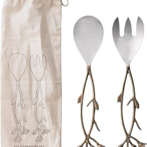 Creative Co-Op Acero inoxidable y latón, juego de 2 servidores de ensalada, 12 pulgadas de largo x 3 pulgadas de ancho x 0 pulgadas de alto, dorado Creative Co-Op Acero inoxidable y latón, juego de 2 servidores de ensalada, 12 pulgadas de largo x 3 pulgadas de ancho x 0 pulgadas de alto, dorado