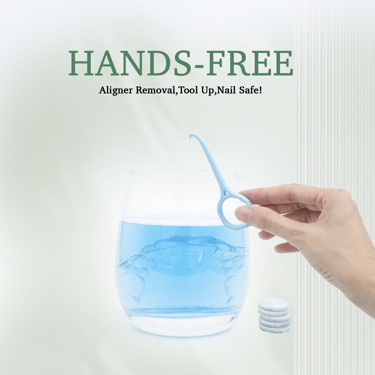 66Retainer – Tabletas limpiadoras de dentaduras postizas con herramienta de eliminación segura de uñas, alineador limpio, protector bucal y