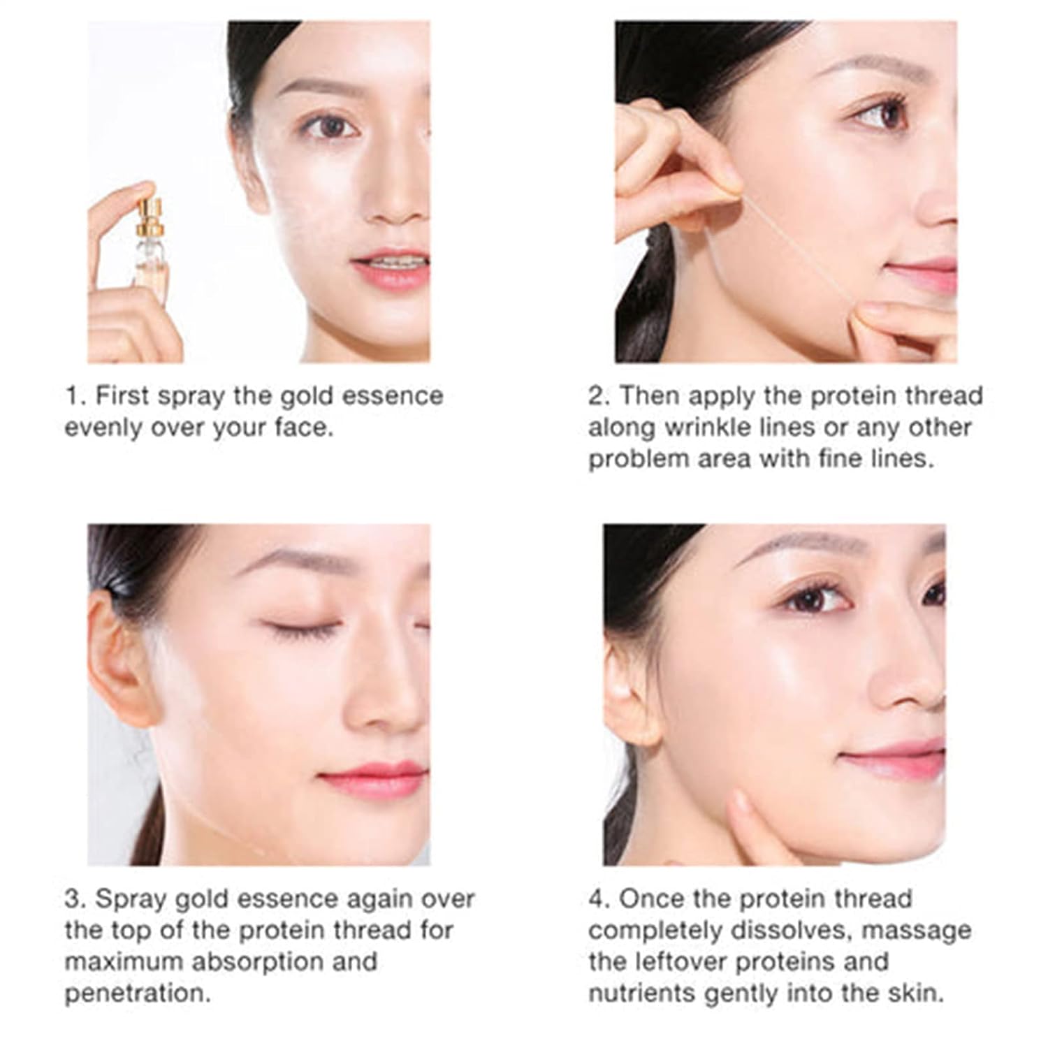 znvwki Hilos Tensores Para El Rostro, Hilos de Colageno Absorbibles para la Cara, Acido Hialuronico Puro Para Rostro, Hilo Proteína Soluble Coreana