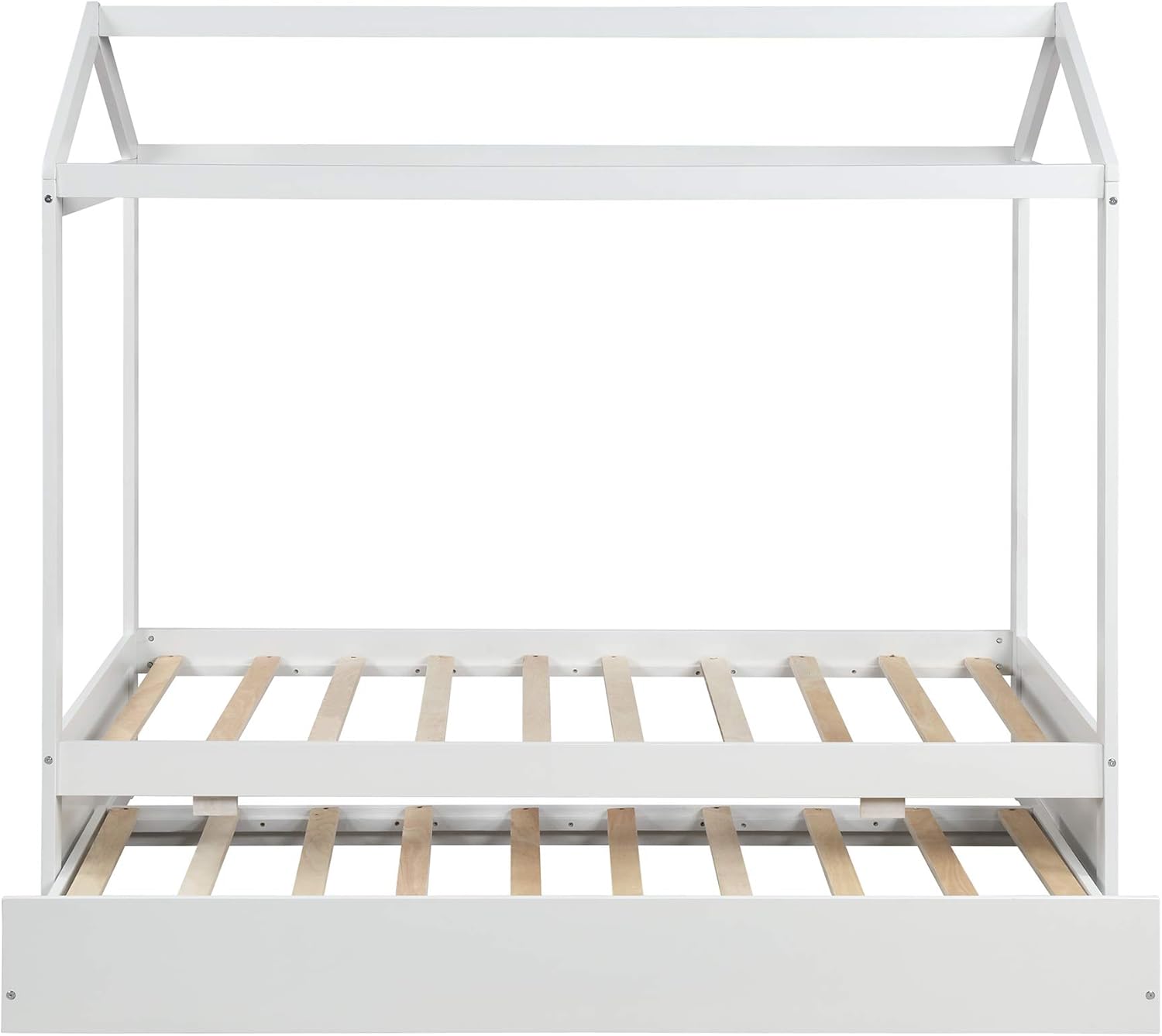 Harper & Bright Designs Cama individual de casa para niños, marco de cama de tamaño individual con nido y techo, cama de casa de juegos para niños,