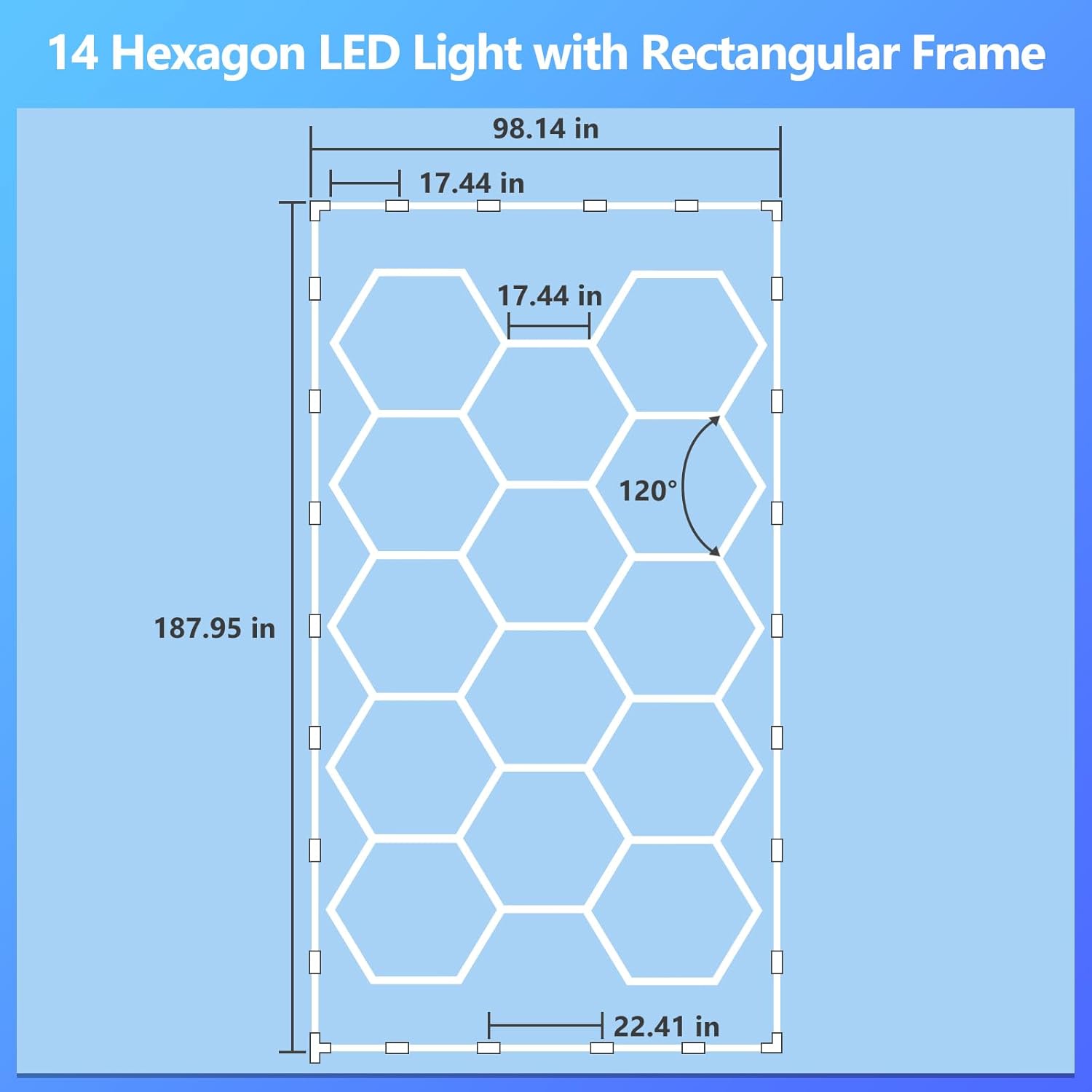 ALLYES Luces LED hexagonales  Luz hexagonal de garaje de 552 W, 66240 lm, alto brillo, 3000 K4500 K6500 K, luces ajustables CCT con interruptor