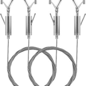 2 cables para colgar cuadros, kit de alambre ajustable de 6.6 pies, alambre de acero inoxidable para colgar imágenes, espejos, cables sin 2 cables para colgar cuadros, kit de alambre ajustable de 6.6 pies, alambre de acero inoxidable para colgar imágenes, espejos, cables sin