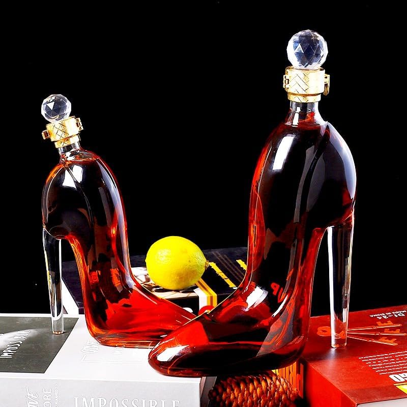 Decantador de whisky, decantador de tacón alto, con decantador de tapa de botella, decantador de vino novedoso, forma creativa, vasos de whisky