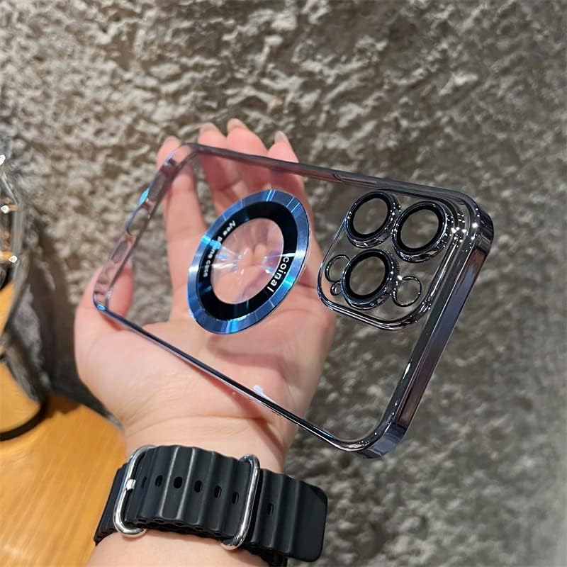 Funda para iPhone 13 Pro, magnética compatible con MagSafe, protector de cámara de lente de vidrio, carcasa rígida de lujo para iPhone 13 Pro, para