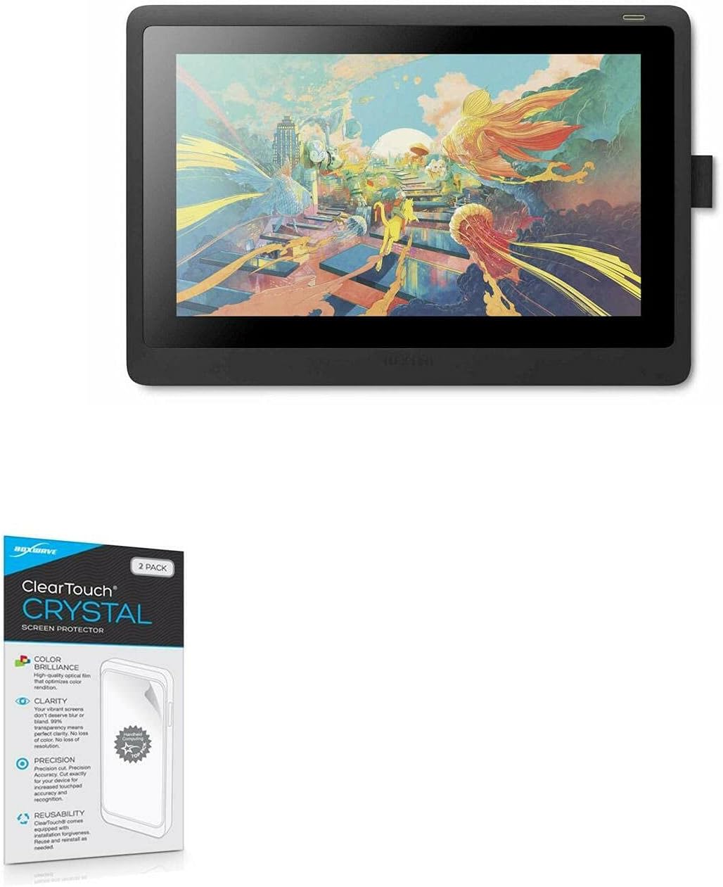 BoxWave Protector de pantalla compatible con Wacom Cintiq 16 (DTK1660K0A)  ClearTouch Crystal (2 unidades), protector de pantalla HD  Escudos de