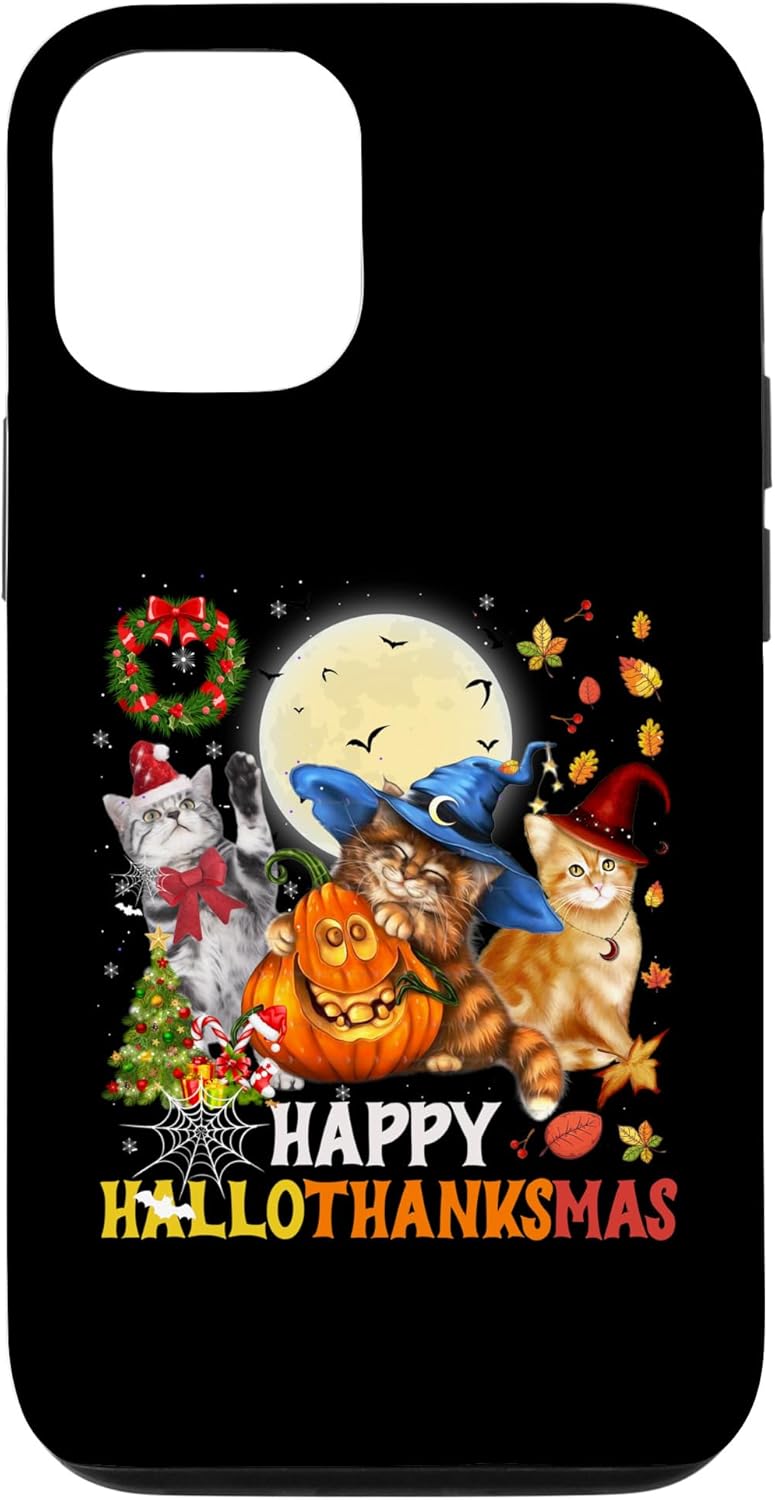 Funda para iPhone 13 Happy Thanksgiving Cute Cat Happy-Hallothanks