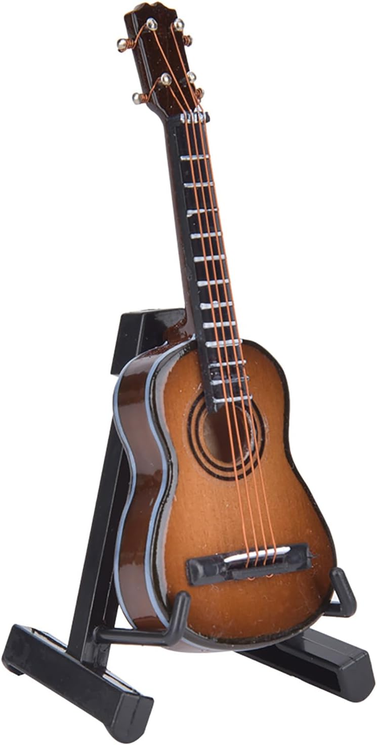 PerGar Modelo de guitarra clásica en miniatura con soporte y estuche, modelo de guitarra clásica, réplica de mini instrumento musical, decoración de