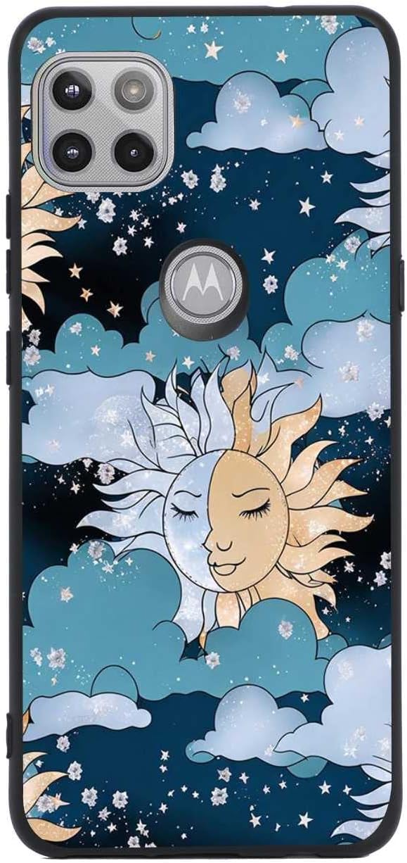 Compatible con Moto One 5G AceMotorola G 5G Moon and Sun, diseño estético celestial de luna mágica y nubes solares para Moto Case hombres mujeres,
