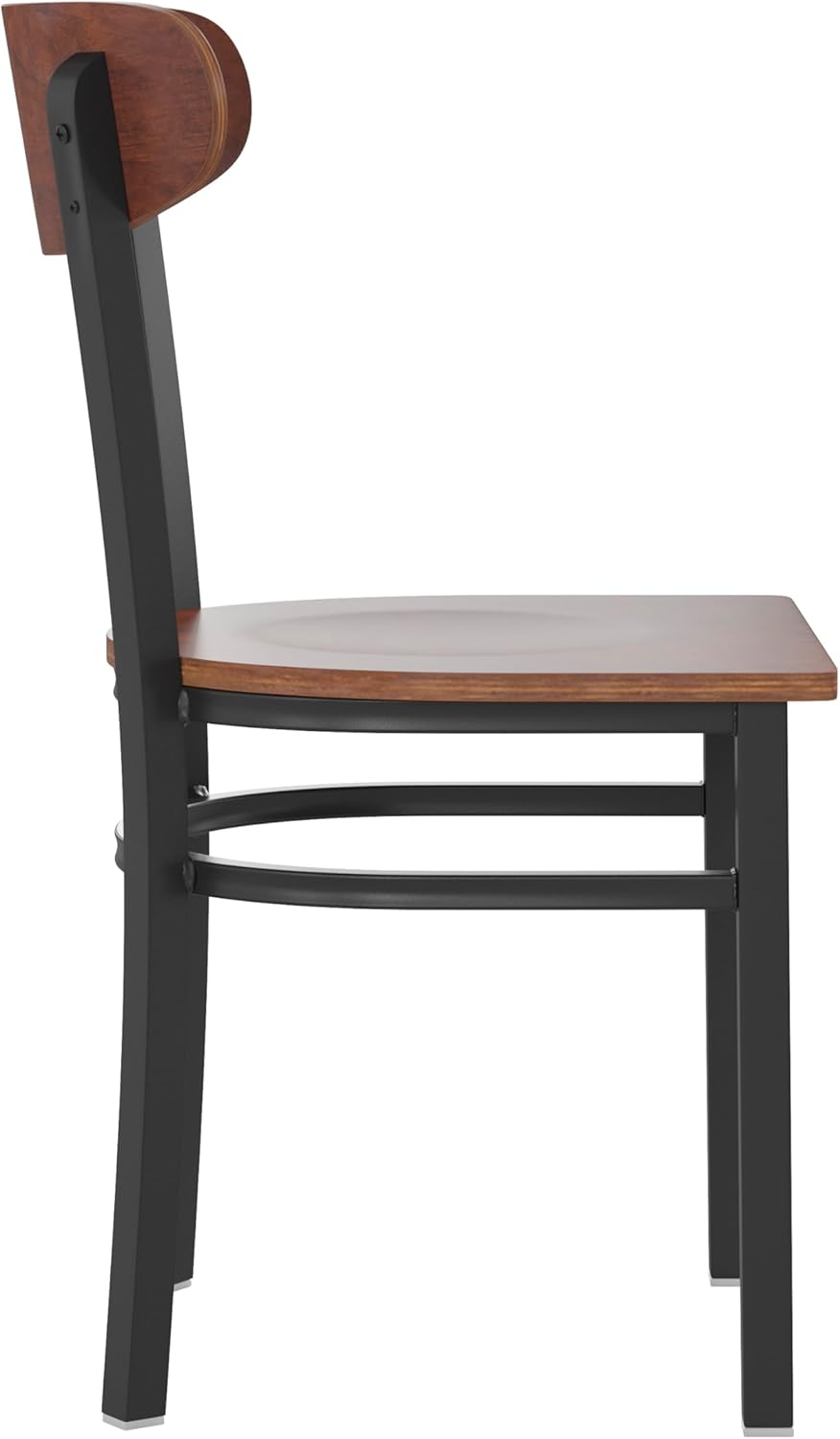 Flash Furniture Wright – Silla de comedor de grado comercial, asiento de madera maciza con acabado de nogal y respaldo de boomerang, 500 libras de