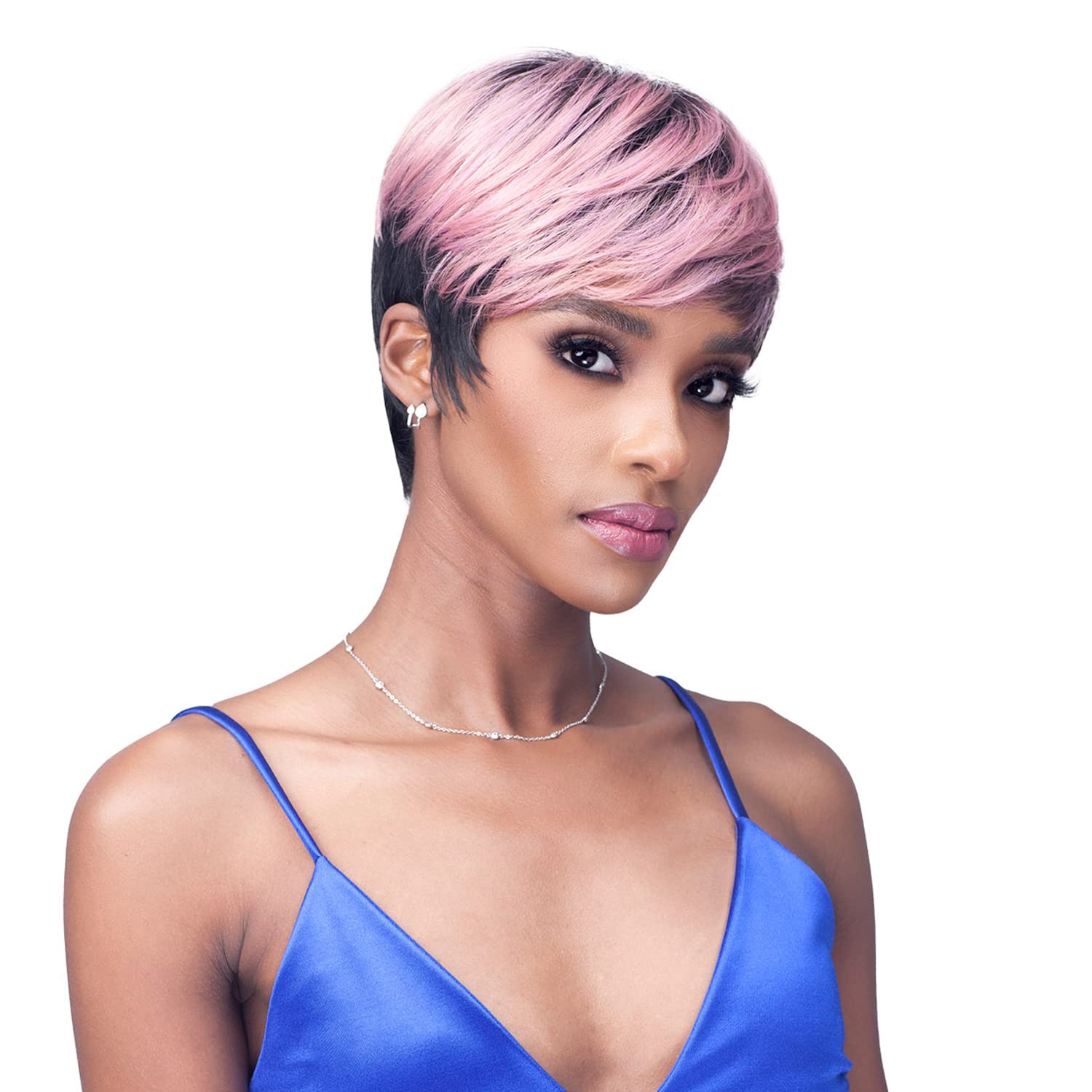Peluca de pelo sintético prémium M1051 TISHA, peluca corta de cabello estilo salón de belleza con estilo de calor seguro (rojo atardecer)
