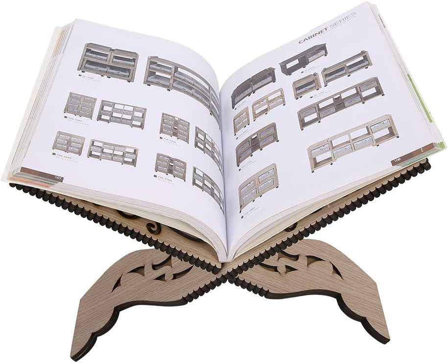 Soporte retro de madera para tallar el Corán, soporte para decoración del Corán, estante de libros de diamantes de imitación rojos para decoración