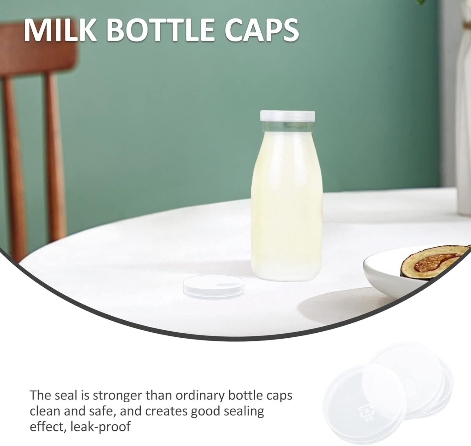 The Dairy Shoppe Drinks – 100 tapas para botellas de leche de repuesto, tapas a presión para botellas de leche de vidrio, resistentes a las grietas,