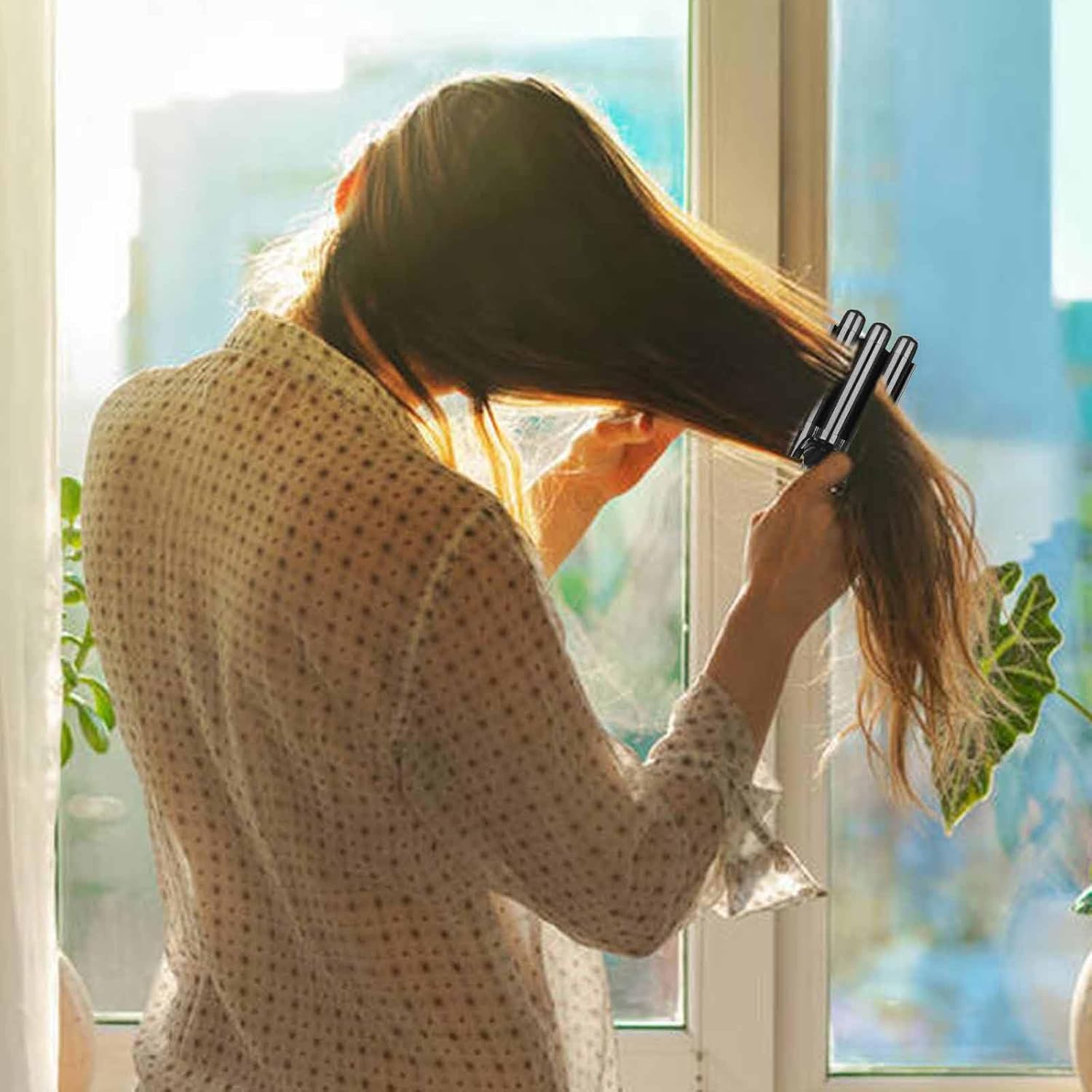 Plancha rizadora de pelo de 3 barriles – Varita rizadora 5 en 1 con calentamiento rápido – Rizador de varita rizadora para todo tipo de cabello,