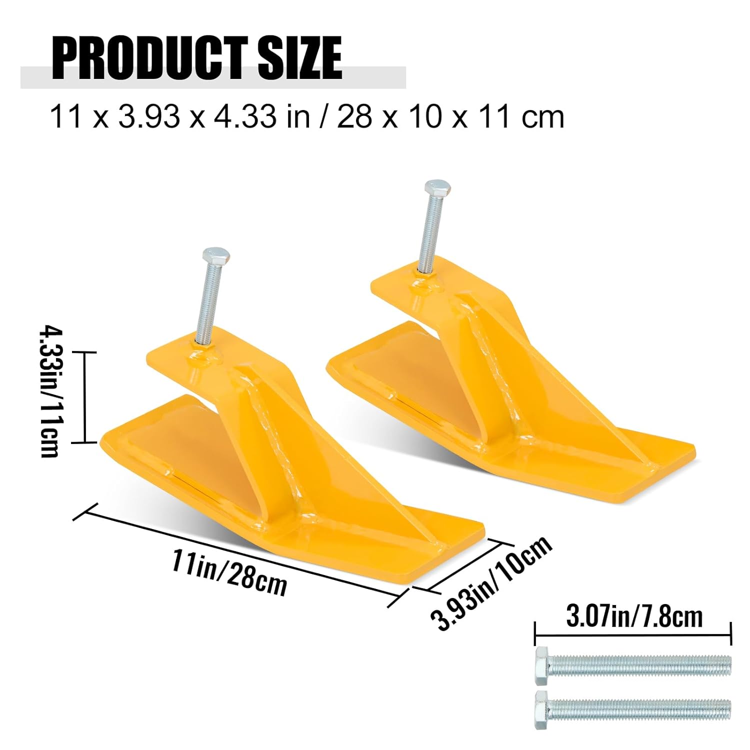 2 protectores de cubo de tractor, protector de borde de esquí, dispositivo antideslizante para eliminación de hojas de nieve, grava, amarillo