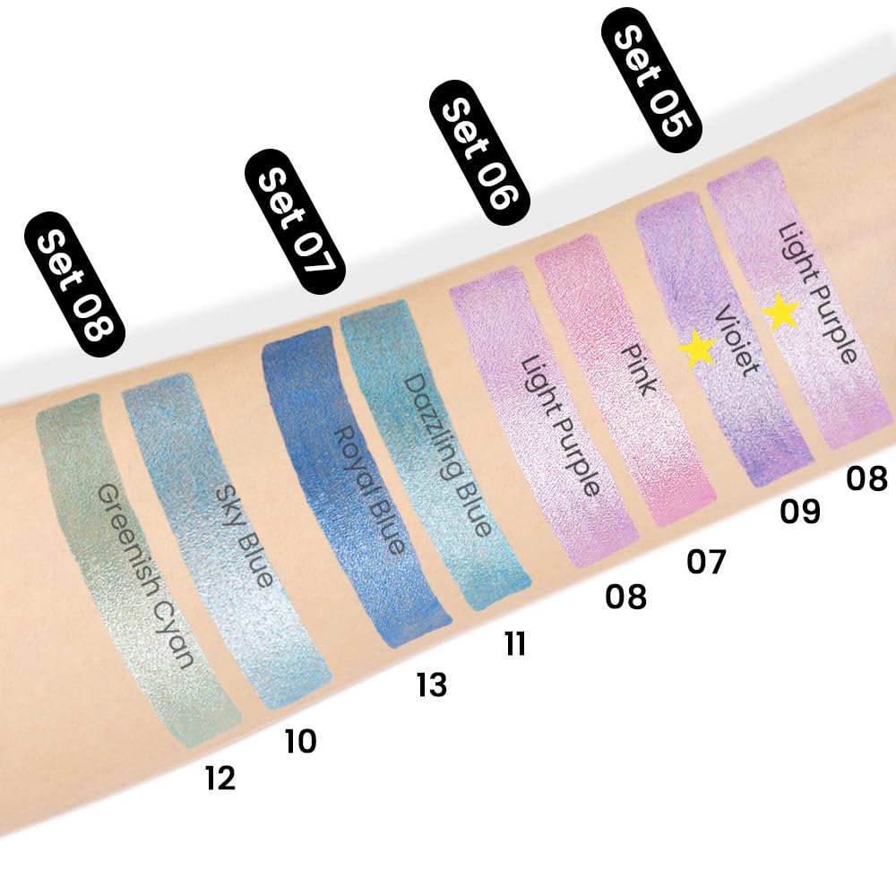evpct Juego de 2 barras de sombra de ojos crema para ojos morado claro y Vioiet Shimmer Eye Crayon Shadow Brightener Stick Pencil Pen sombras a
