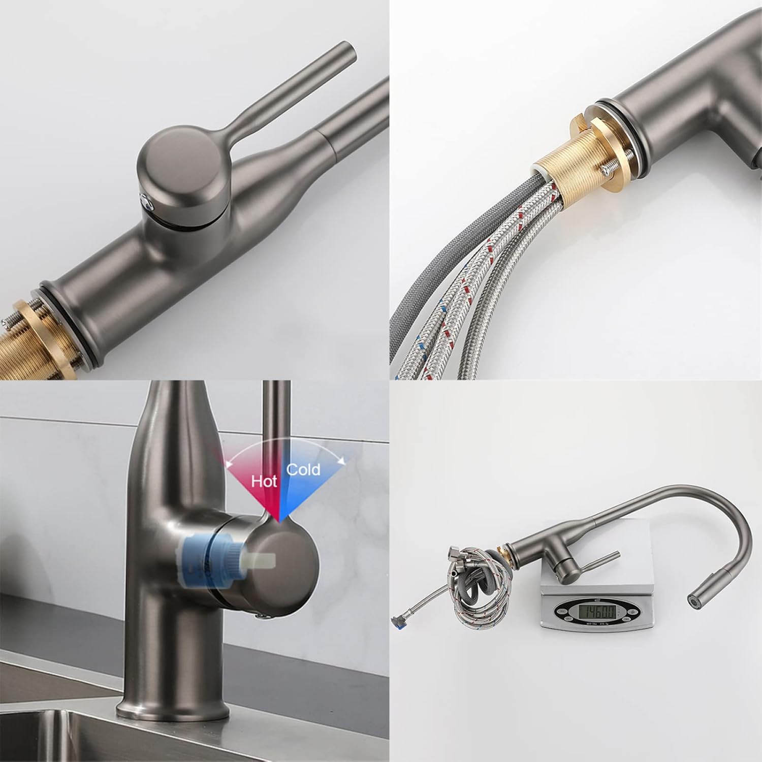 Grifo de cocina extraíble, grifo de fregadero de cocina, 2 tipos de modos de salida de agua, grifos de cocina giratorios de 360 grados, grifo de
