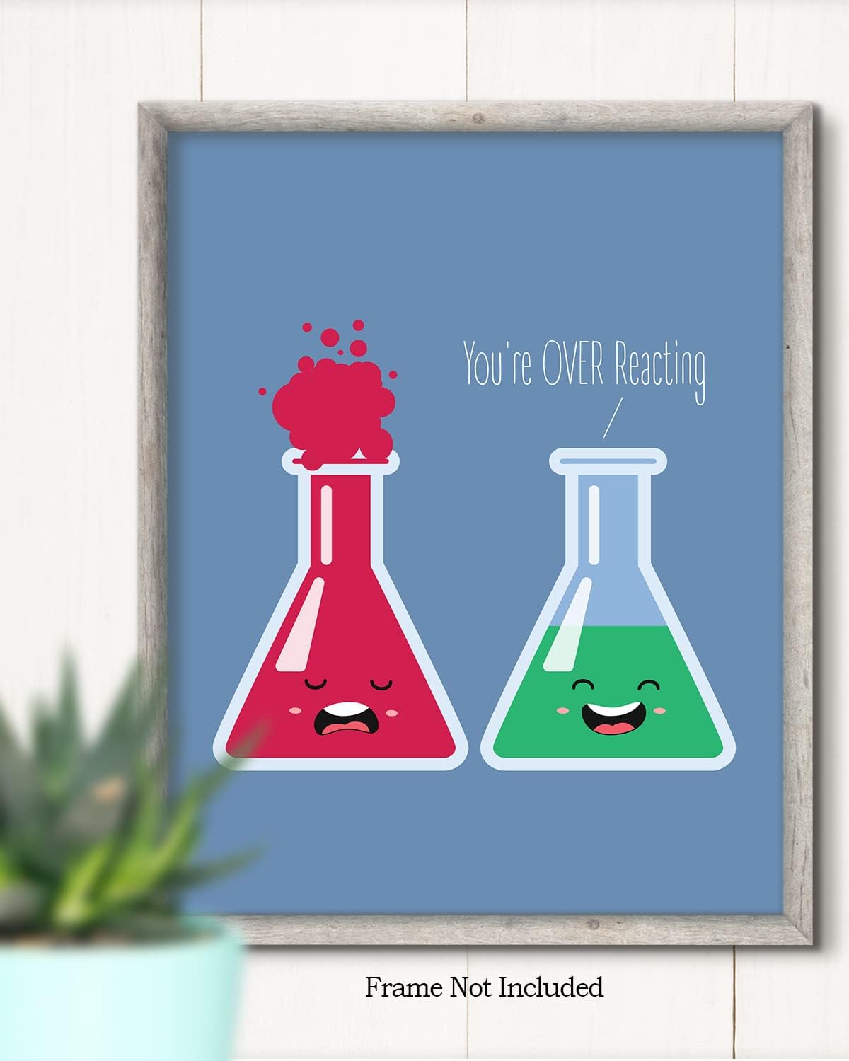 Govivo You’re OVER Reacting – Decoración de pared de juego de palabras de ciencia  Divertido arte de química para el aula de escuela secundaria