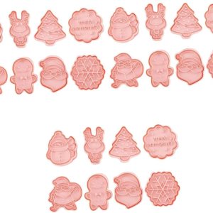 NOLITOY 24 piezas de cortadores de galletas de Navidad de plástico para galletas, prensa de galletas de Papá Noel, sello de galletas de invierno, NOLITOY 24 piezas de cortadores de galletas de Navidad de plástico para galletas, prensa de galletas de Papá Noel, sello de galletas de invierno,