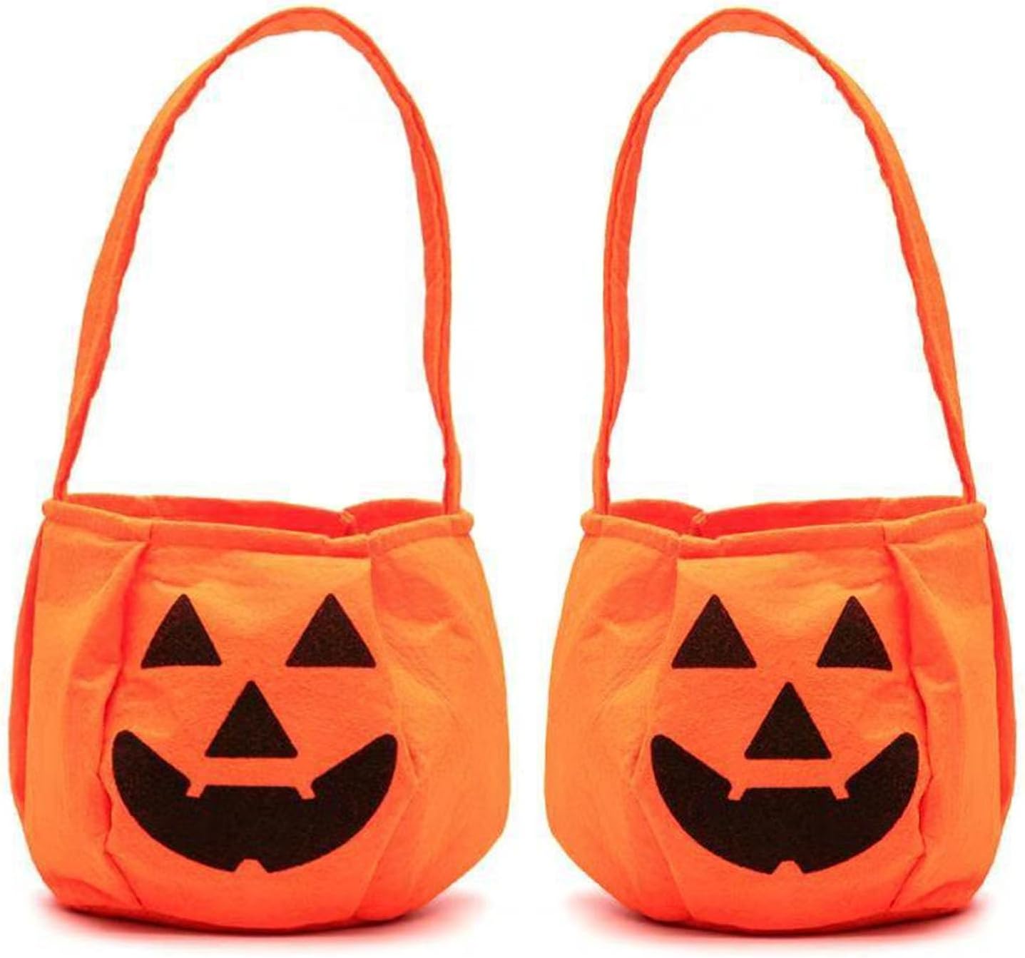 2 bolsas de dulces de calabaza de Halloween, calabaza naranja para Halloween, dulce o truco, bolsa de dulces para fiesta de Halloween