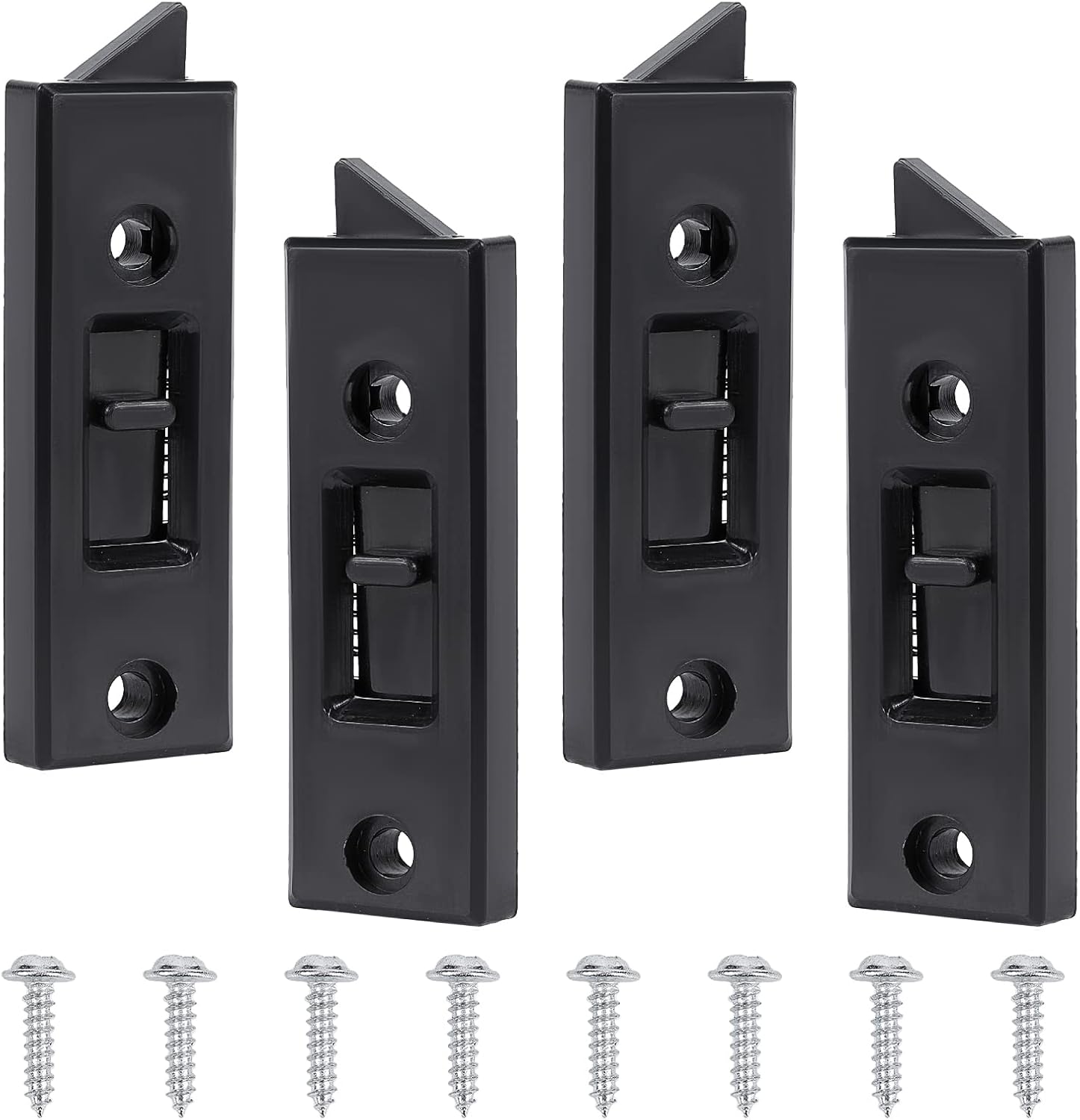 GORGECRAFT 2 pares de pestillos inclinables de repuesto para ventanas y cerraduras de hardware, construcción de plástico, 2 agujeros espaciados