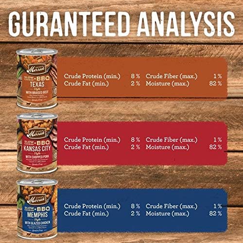 Merrick Chunky – Comida húmeda enlatada para perros, sin cereales, barbacoa en trozos, 12.70 onzas (caja de 12)