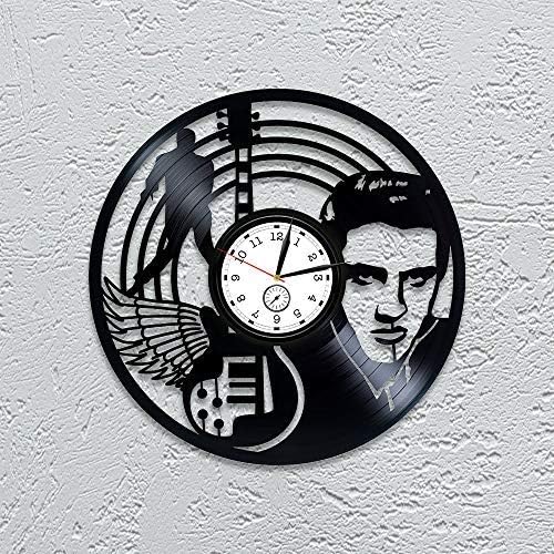 Kovides Reloj de pared de disco de vinilo de 12 pulgadas Elvis The King