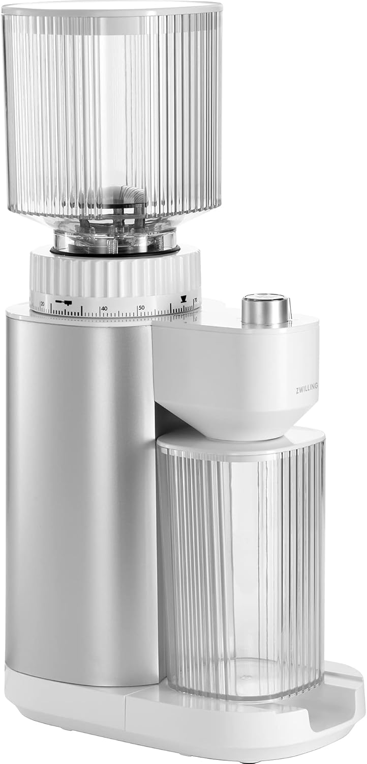 ZWILLING Enfinigy Burr – Molinillo de café eléctrico, 140 opciones de molienda de café, desde espresso hasta café de goteo, plateado