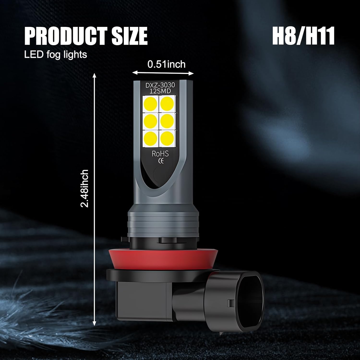 dawfall Pack-2 – Luz antiniebla LED H8H11 para automóvil, 3030-12SMD de alto brillo, bombilla de iluminación de 360 grados, resistente al agua, a