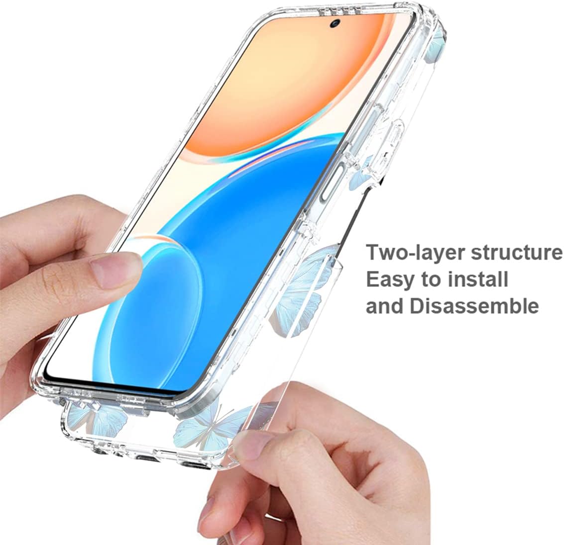 Zoeirc Funda para Honor X8 (no compatible con X8 5G) TFY-LX1 con protector de pantalla de vidrio templado, suave 360 cuerpo completo, a prueba de