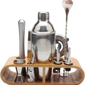 Kit de barman con barra de soporte, juego de coctelera para mezclar bebidas, herramientas de bar, mejor kit de barman para principiantes (color Kit de barman con barra de soporte, juego de coctelera para mezclar bebidas, herramientas de bar, mejor kit de barman para principiantes (color