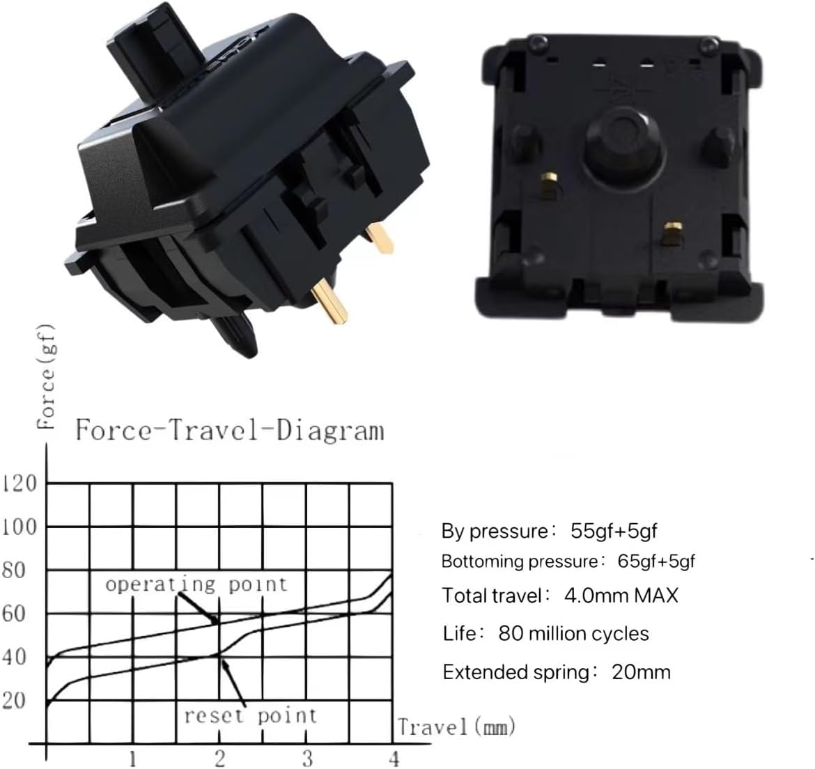 GATERON Oil King V2 Interruptores de teclado prelubricados, interruptores lineales negros de 5 pines de 55 gf compatibles con teclado mecánico MX