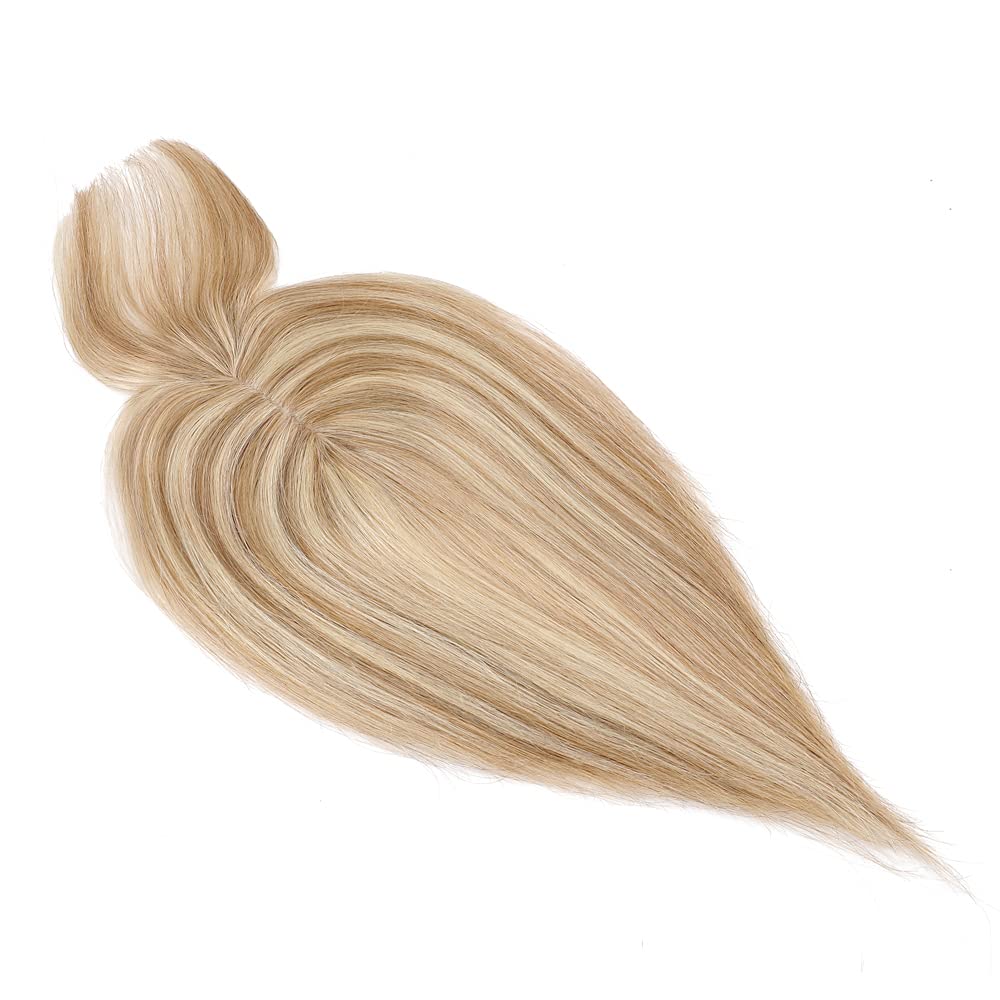 Hairro Extensiones de cabello humano con flequillo, extensiones de cabello virgen Remy con clip para mujer, base de seda de 2.8 x 5.1 pulgadas para