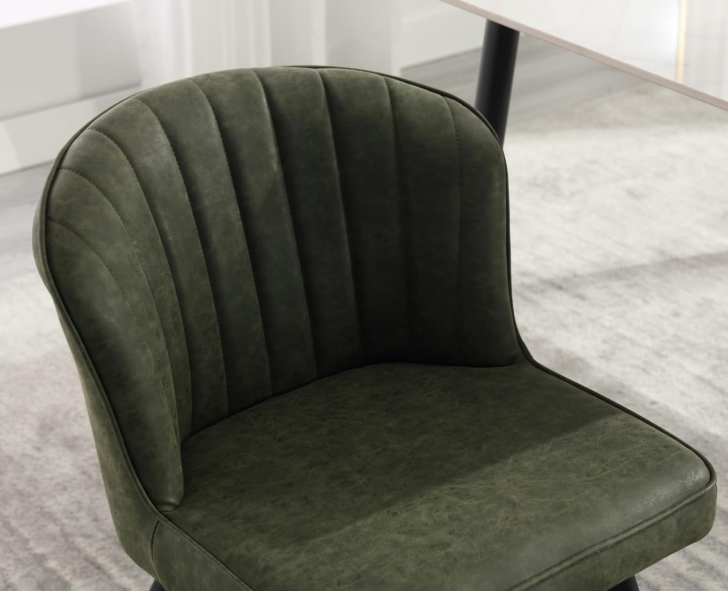 EALSON Juego de 2 sillas de comedor modernas tapizadas de cuero con patas de metal, cómodas sillas de cocina sin brazos para sala de estarcomedor,